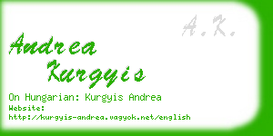 andrea kurgyis business card